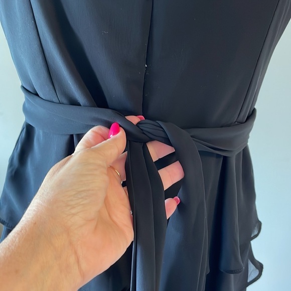 COVINGTON cocktail / evening tiered ruffle chiffon sheath dress thin straps 10 - Picture 7 of 14
